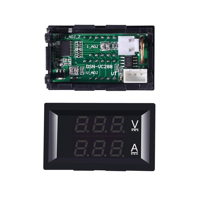 ACEIRMC 2pcs 0.28" LED Voltmeter Ammeter, Red and Blue Digital Multimeter Display Voltage Current Tester,DC 0-100V 10A Detector Voltage Current Meter Panel Amp Volt Gauge