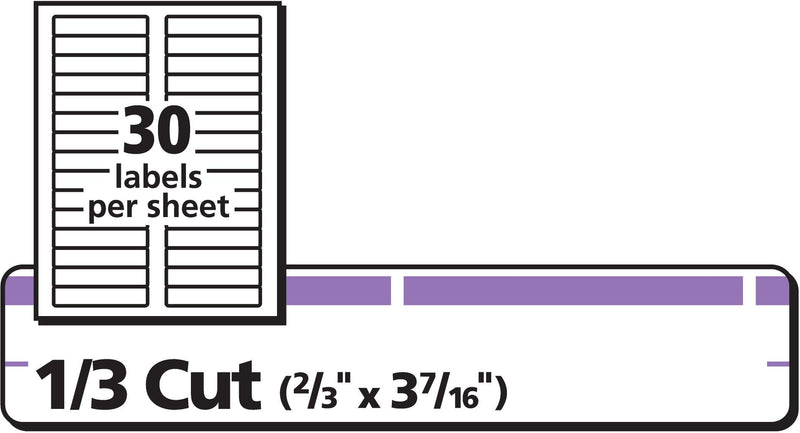 Avery TrueBlock File Folder Labels, 2/3” x 3-7/16”, 750 Printable Labels, White/Purple, Permanent (5666)