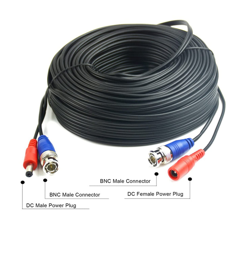 Hiseeu 96Ft BNC Cable BNC Vedio Power Cable Pre-Made Al-in-One Camera Video BNC Cable Wire Cord for Surveillance CCTV Security System with Connectors(BNC Female and BNC to RCA) 96Ft (30 meters) BNC Cable
