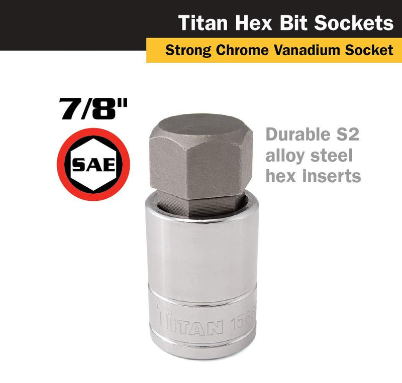 Titan 15668 1/2-Inch Drive x 7/8-Inch Hex Bit Socket 7/8"