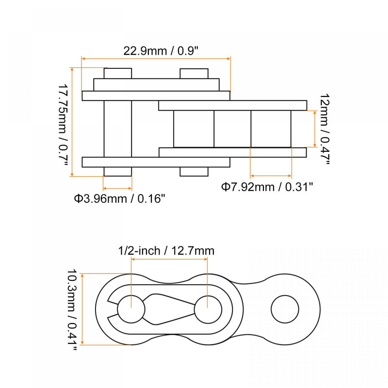 uxcell 10Pcs #40 Chain Master Connector Link Roller, 1/2" Pitch Carbon Steel, Standard Connecting Split Links for 08A Chain