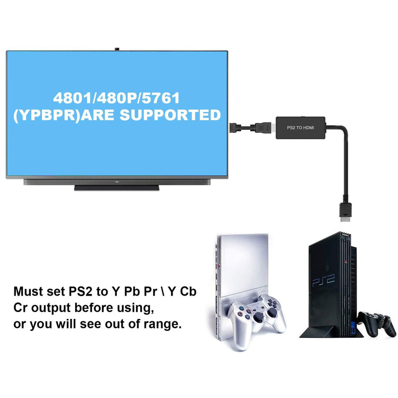 PS2 to HDMI Converter Compatible Sony Playstation 2/ Playstation 3 Convert PS2 to HDMI Signal of Modern HDTV/Monitor/Projector via Ypbpr Signal