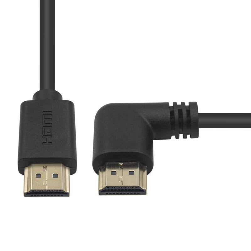 Poyiccot HDMI 2.0 Male to Male Cable 90 Degree, 2 Feet / 60cm Gold Plated High Speed HDMI Male to Male Left Angle Cable 60Hz, 4K 2K (M/M Left)