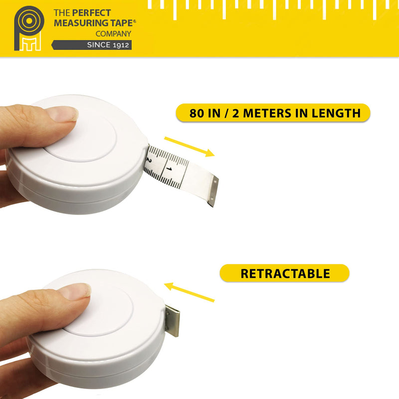 Perfect Measuring Tape - Premium Retractable Tailor’s Tape Measure & Crafters Tape – 80″ / 2m - Pocket Sized Fractional Inch & Metric Tape Measure for Fabric, Body, and Sewing Measurements
