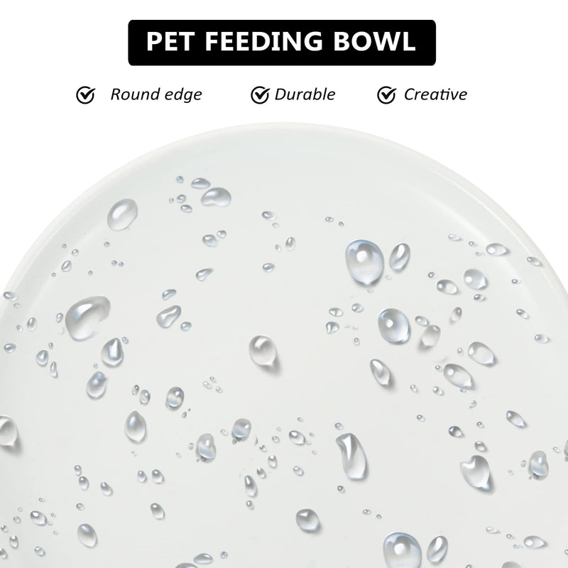 NUOBESTY Ceramic Pet Bowl Cat Food Water Bowl Shallow Cat Dish Whisker Fatigue Cute Pet Plate Feeding Container for Dogs Rabbits Animal Pink White