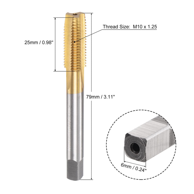 sourcing map tap with straight flute M10x1.25 metric left titanium M35 cobalt HSS