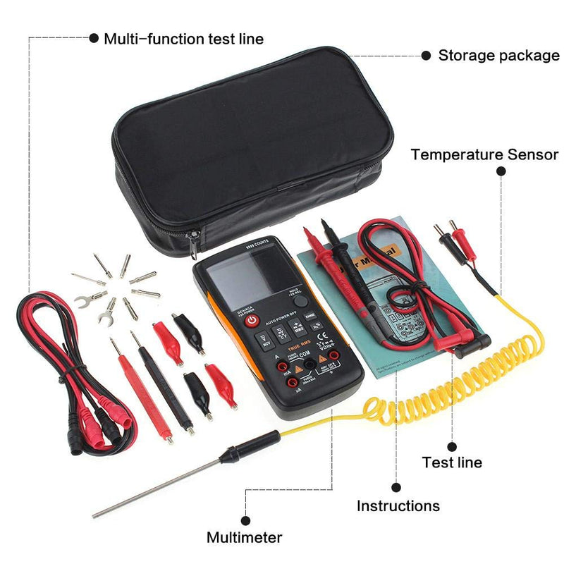 Digital Multimeter, ANENG Q1 True-RMS Voltmeter Ammeter Capacitance Meter Measurement Resistance Frequency 9999 Counts with Analog Bar Graph