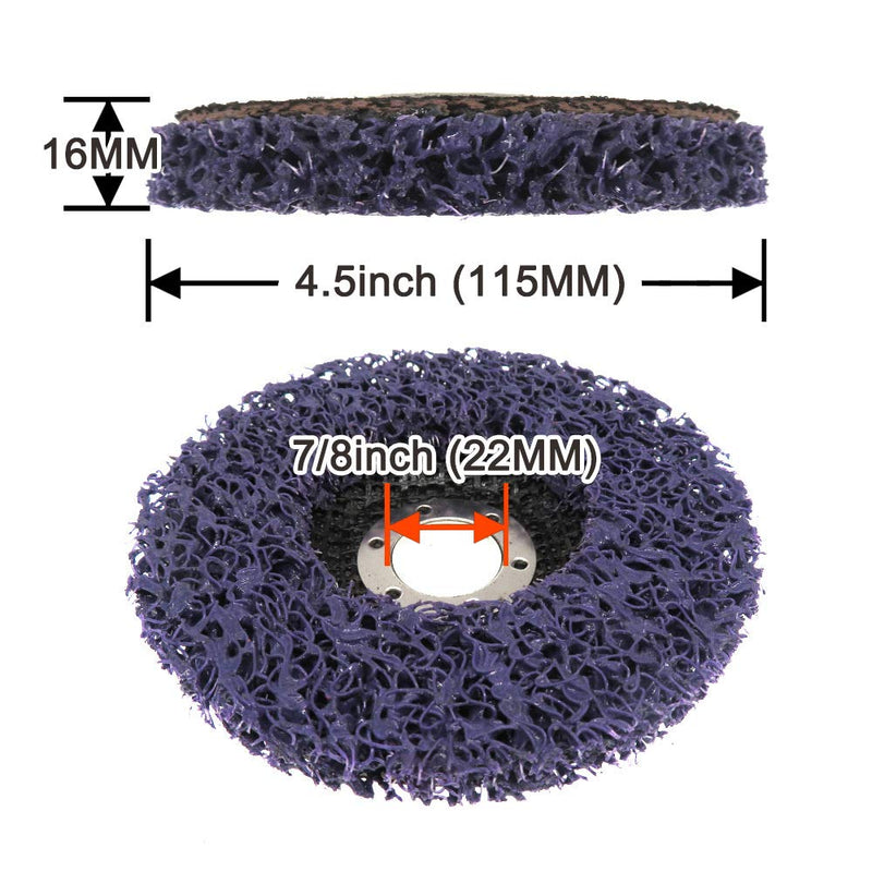 DingGreat 5pcs 115mm Cleaning Disc Coarse Cleaning Disc, Poly Strip Rim Paint Rust Removal Disc for Angle Grinder, for Rust/Paint/Chipping Materials Removing Purple