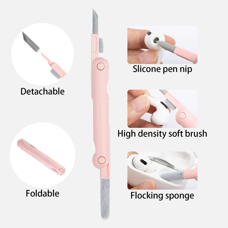 7 in 1 Electronic Cleaner kit - Keyboard Cleaner, Keyboard Cleaning Kit, Laptop Cleaner with Brush, Electronic Cleaner for Airpods pro/Laptop/Phone/Computer/Screen (Give Away a Flannel Cloth) Pink A-eight in one-pink