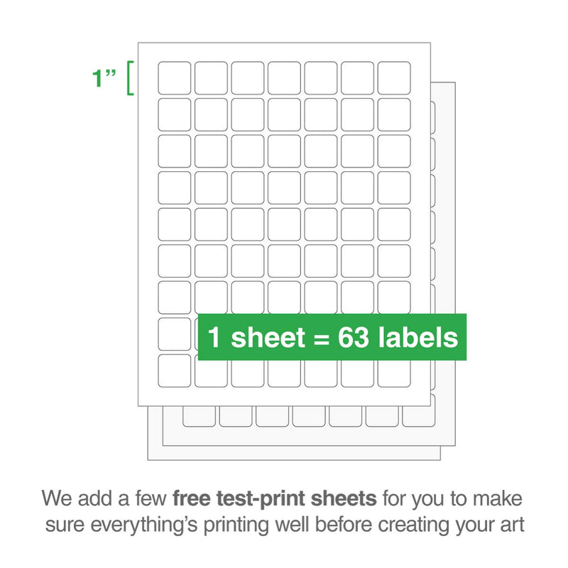 ChromaLabel 1 x 1 Inch Printable Labels, Compatible with Laser and Inkjet Printers, 1575 Pack, 25 Sheets, White