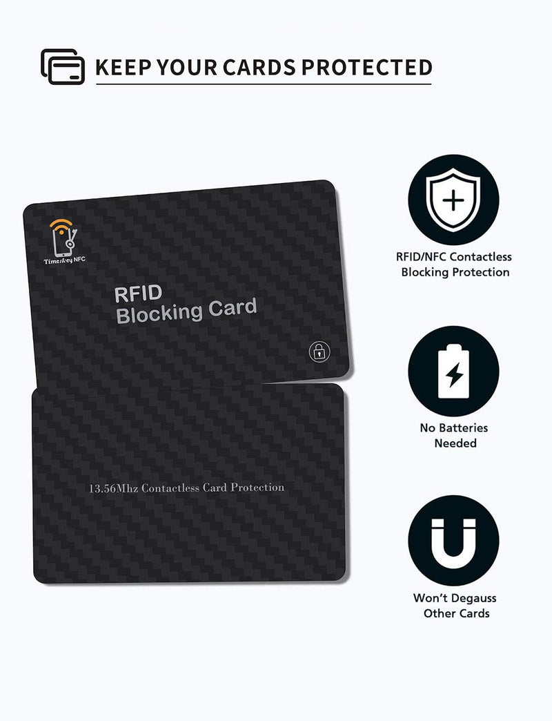 2 RFID Blocking Cards by Timeskey NFC,Contactless NFC Bank Debit Credit Card Protector Blocker, Anti Theft Blocking Wallet Protector,The Original Security Card for Men or Women