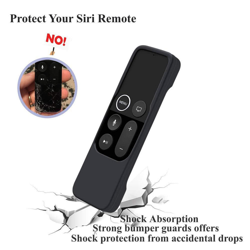 Case Compatible with Apple TV 4K/ 4th Gen Remote Light Weight Anti-Slip Shock Proof Silicone Cover for Controller for Apple TV Siri Remote - Chartreuse Black