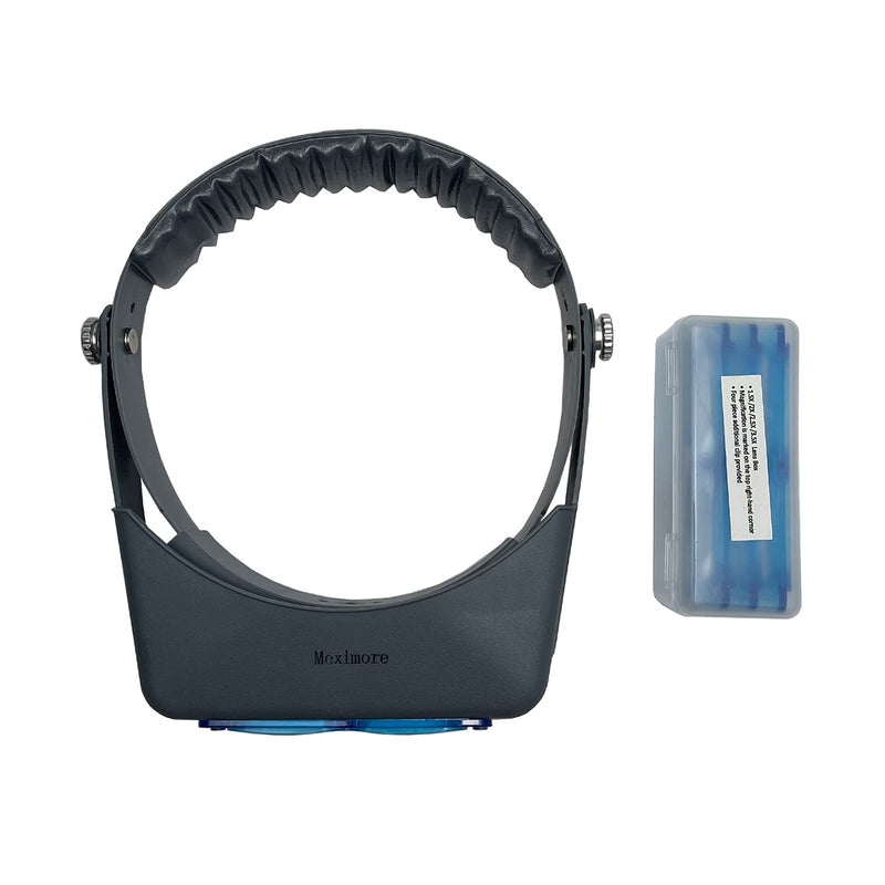 Meximore 1.5X 2X 2.5X 3.5X Double Lens Head-Mounted Headband Reading Magnifying Glasses Magnifier Jeweler Loupe with 4 Lens Jewelry Repair Tool