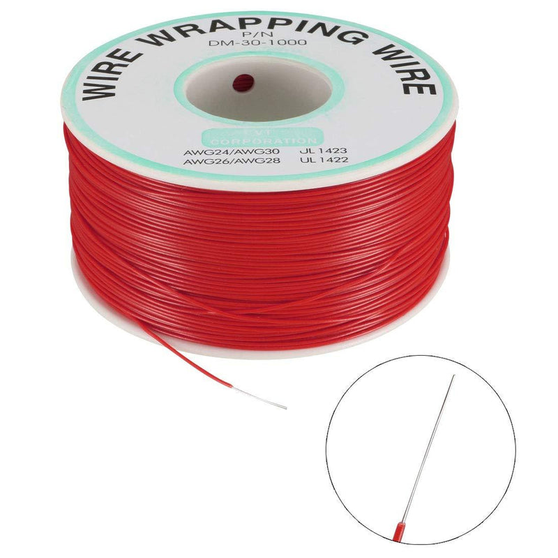 uxcell OK Wire Tin Plated Copper Cord Wire Wrapping P/N DM-30-1000 30 AWG 820ft Length Red