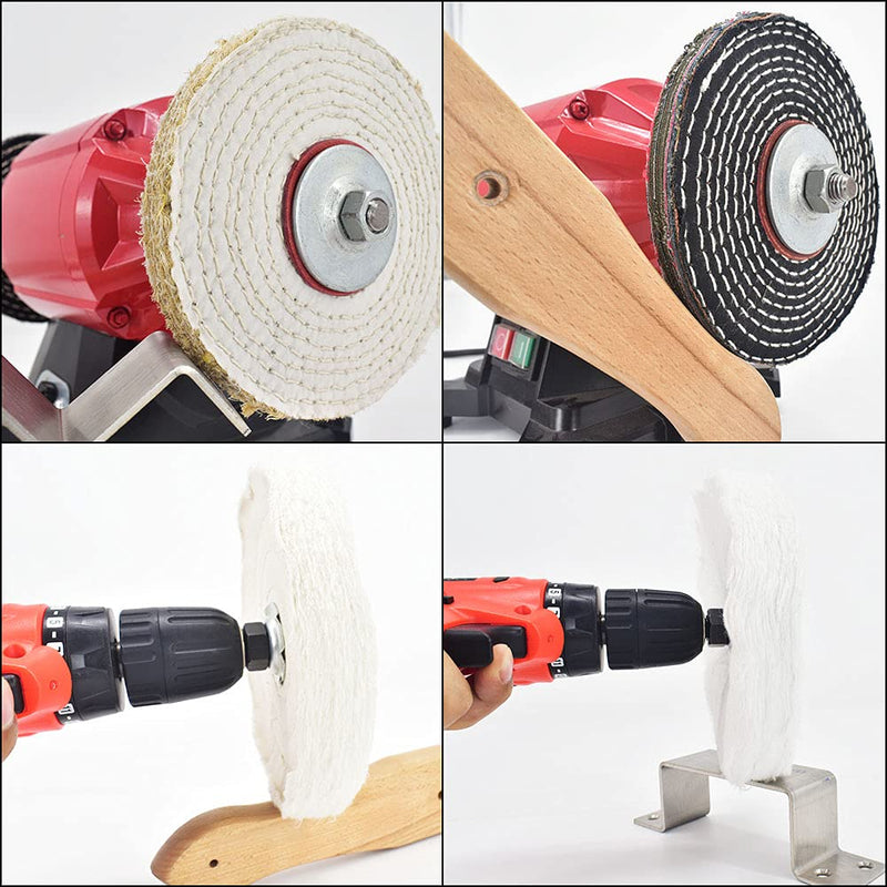 QZATACAEN 150mm polishing wheel suitable for polishing grinders with 12.7mm (soft and fine) and 12.7mm (medium and coarse) mandrel hole - 4 pieces...