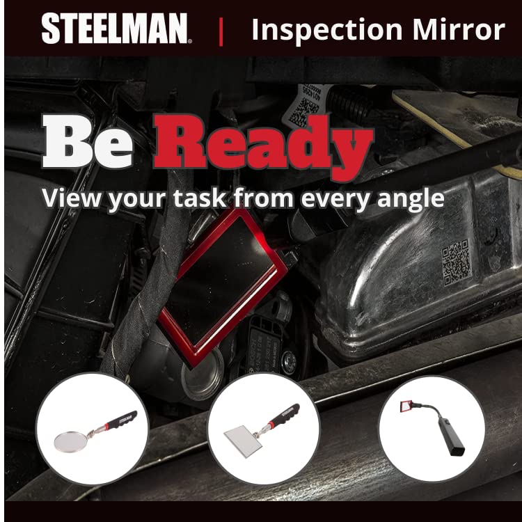 Steelman 36-Inch Telescoping Auto Inspection Mirror, Durable Steel, Articulating 2.25-Inch Round Mirror, Contoured Grip 36 inches