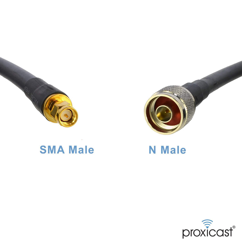Proxicast 25 ft Low-Loss Coax Extension Cable (50 Ohm) - SMA Male to N Male - for 3G/4G/LTE/Ham/ADS-B/GPS/RF Radio to Antenna or Surge Arrester Use (Not for TV or WiFi)