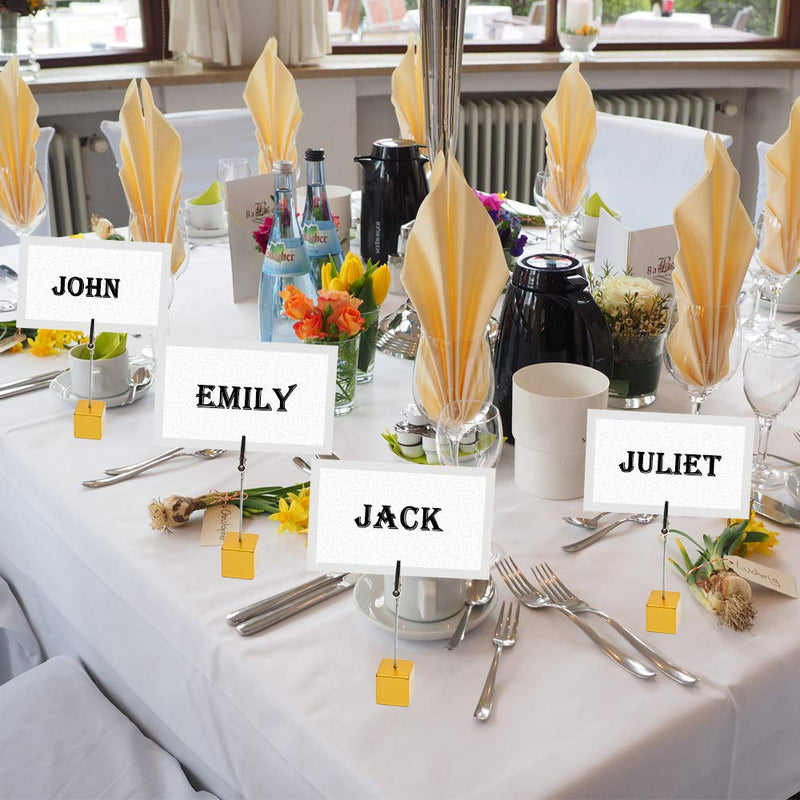 senover 10pcs Table Number Holder Name Place Card Holder Memo Clip Holder Stand Note Holder Pictures Card Paper Menu Clip (Gold) Gold