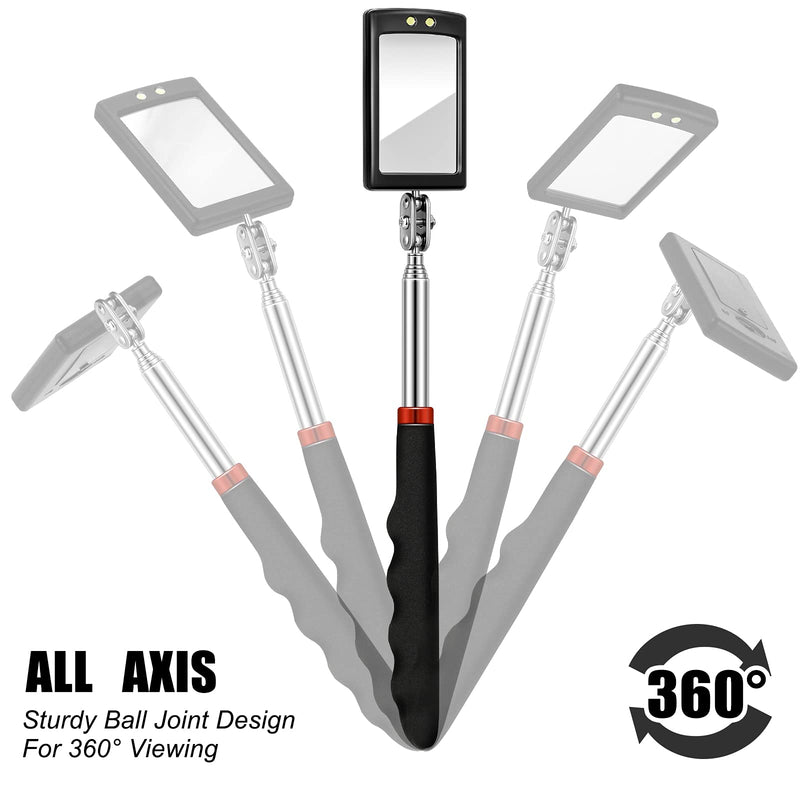 3 Pieces Telescoping Inspection Mirror Observe Mirror Inspection Tool for Check The Condition of The Vehicle (7.9 x 2.5 x 1.2 Inch, Rectangle) 7.9 x 2.5 x 1.2 Inch
