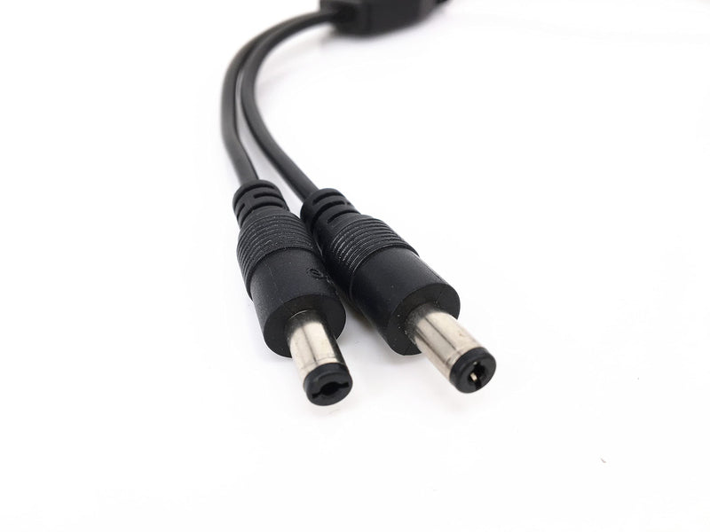 2 Pack Black 1 Female to 2 Male 5.5mm X 2.1mm CCTV DC Power Supply Splitter Cable