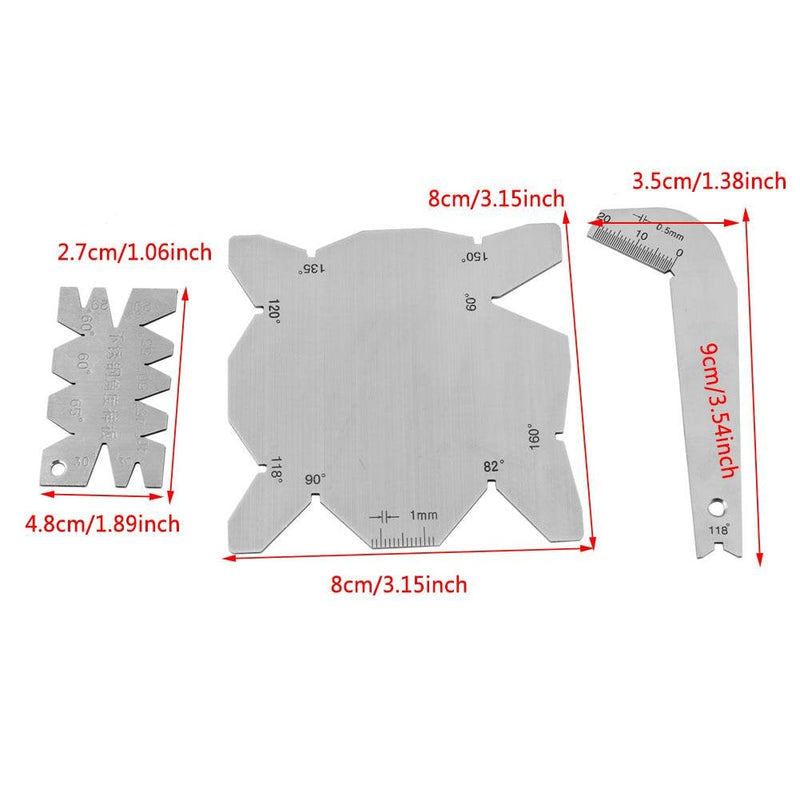 Drill Angle Gauge, 3Pcs Drill Bits Angle Gauge Set Dirll Sharpener Tools S/S Angle Measuring Gage Drill Bit Angle (60 °, 70 °, 90 °, 110 °, 118 °, 125 °, 135 °, 150 °, 160 °)