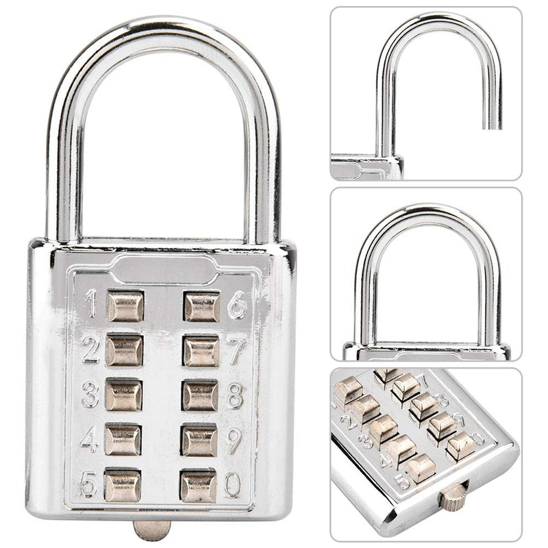 10 Digit Push Button Combination Padlock, Zinc Alloy Cabinet Locker Combo Lock & Blind Bouton Padlock,5 Digit Password Padlock for School Gym Locker, Sports Locker, Fence, Toolbox