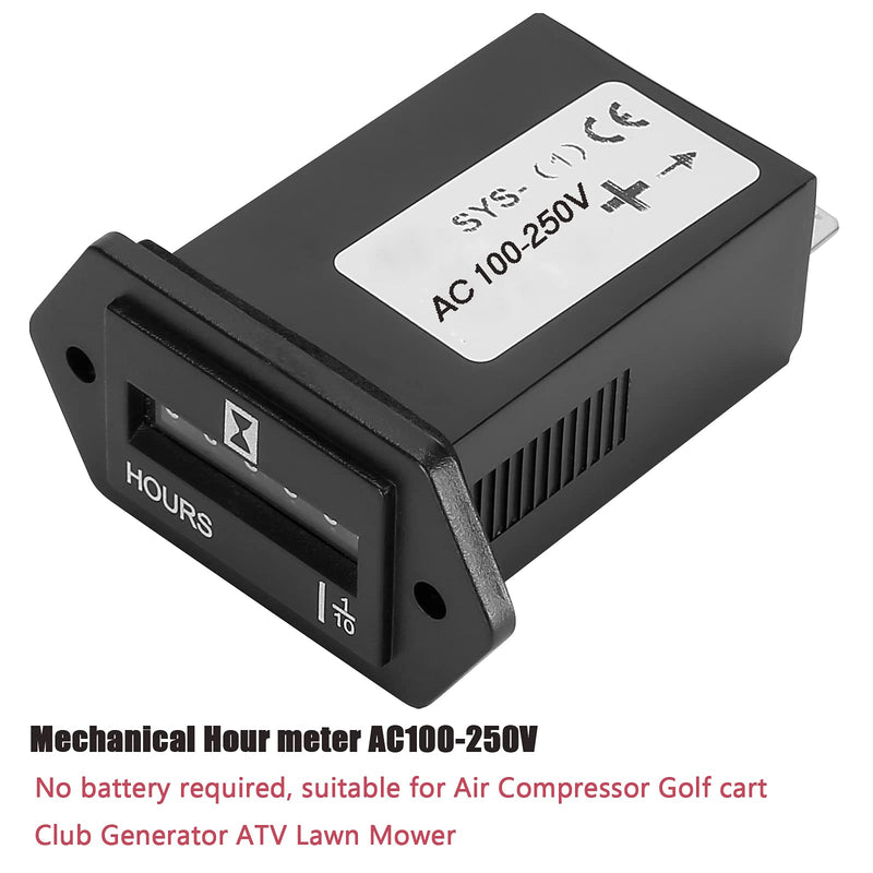 Mechanical Engine Hour Meter AC 110V 120V 220V 230V for Air Compressor Golf cart Club Generator ATV Lawn Mower Chainsaw Tiller Chipper