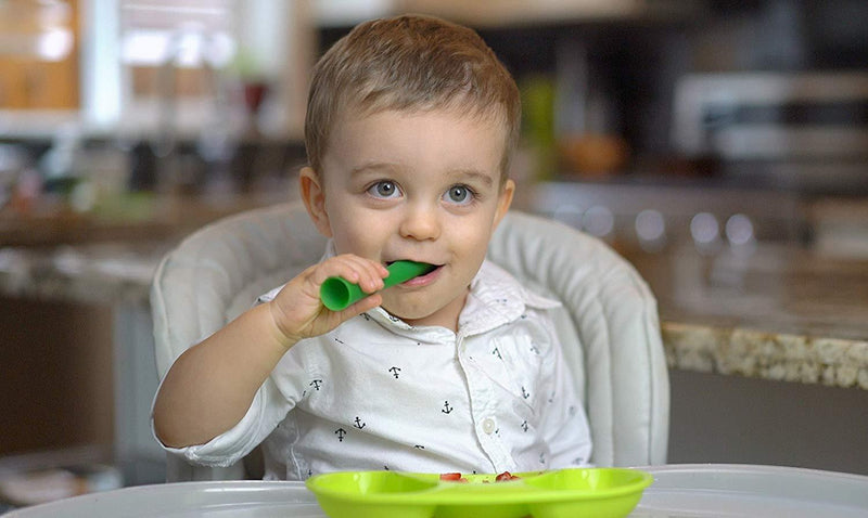 Olababy 100% Silicone Soft-Tip Training Spoon for Baby Led Weaning 2pack Training Spoon Set