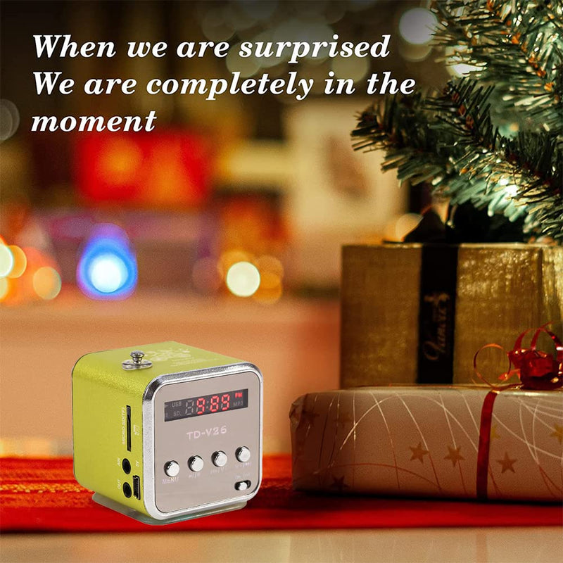 Eboxer Portable Mini Speaker Music Player FM Radio Stereo Speaker Support TF Card and U Disk, Brief Design, Perfect Mini Speaker for Room Bike Car for Phone/Tablet/Computer (Green)