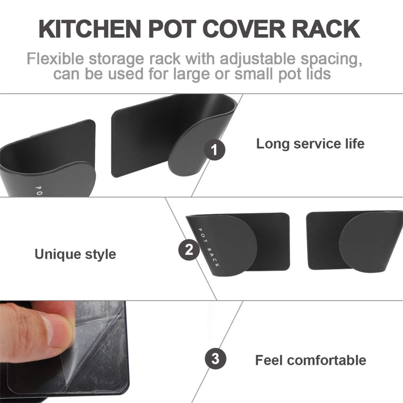 Cabilock 3 Pairs Wall Mounted Pot Lid Organizer Kitchen Organizer Pot Lid Rack Heavy Duty Wall Hooks Hangers Cutting Board Stand Holder Black