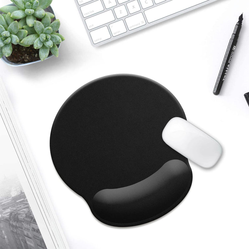 Ergonomic Mouse Pad with Wrist Support Gel Mouse Pad with Wrist Rest, Comfortable Computer Mouse Pad for Laptop, Pain Relief Mousepad with Non-Slip Rubber Base, 9 x 10 in,Black 1-Black