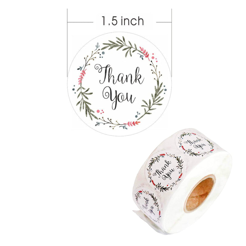 Choninc Floral Modern Rustic Farmhouse Thank You Adhesive Label Stickers 1.5 Inch Round Stickers 500 Pieces Per Roll