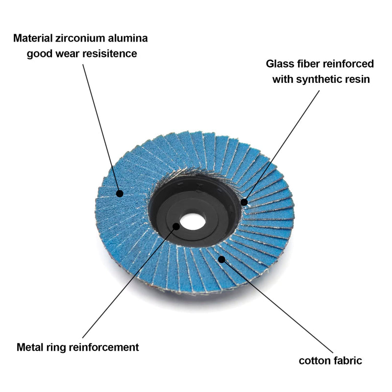 Flap Discs Set of 6 Sanding Discs 75 x 10 mm Grit 60/80/120 Suitable for Cordless Angle Grinder Flap Discs Steel Fan Grinding Disc for Angle Grinder Polishing Machine - 6 Pieces