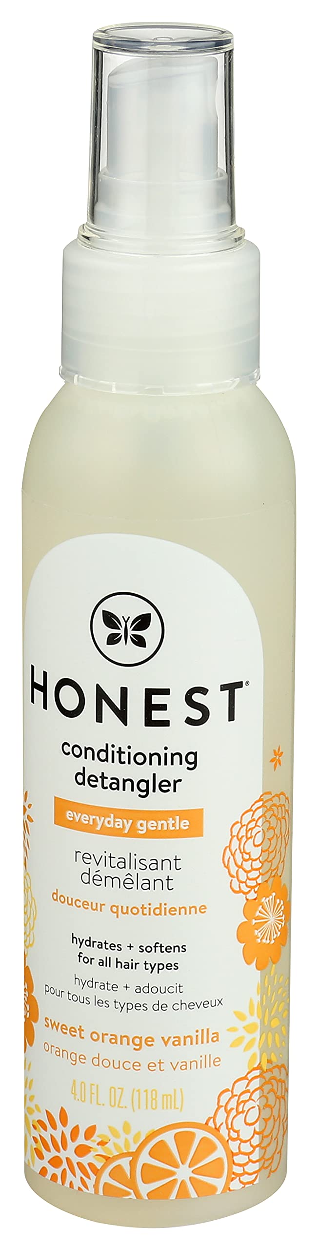 The Honest Company Sweet Orange Vanilla Conditioning Detangler, Lightweight Leave-in Conditioner & Fortifying Spray, Paraben and Synthetic Fragrance Free, Plant-Based, VEGAN, 4 fl oz Conditioning Detangler Spray 4 Fl Oz (Pack of 1)
