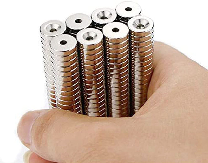 ZDYWY 30 Pieces 8 x 5mm with 3mm Countersunk Hole Permanent Disc Rare Earth Fastener Magnets Refrigerator Neodymium Magnets - 0.32 inch D x 0.2 inch H with 0.12 inch D Screw Hole