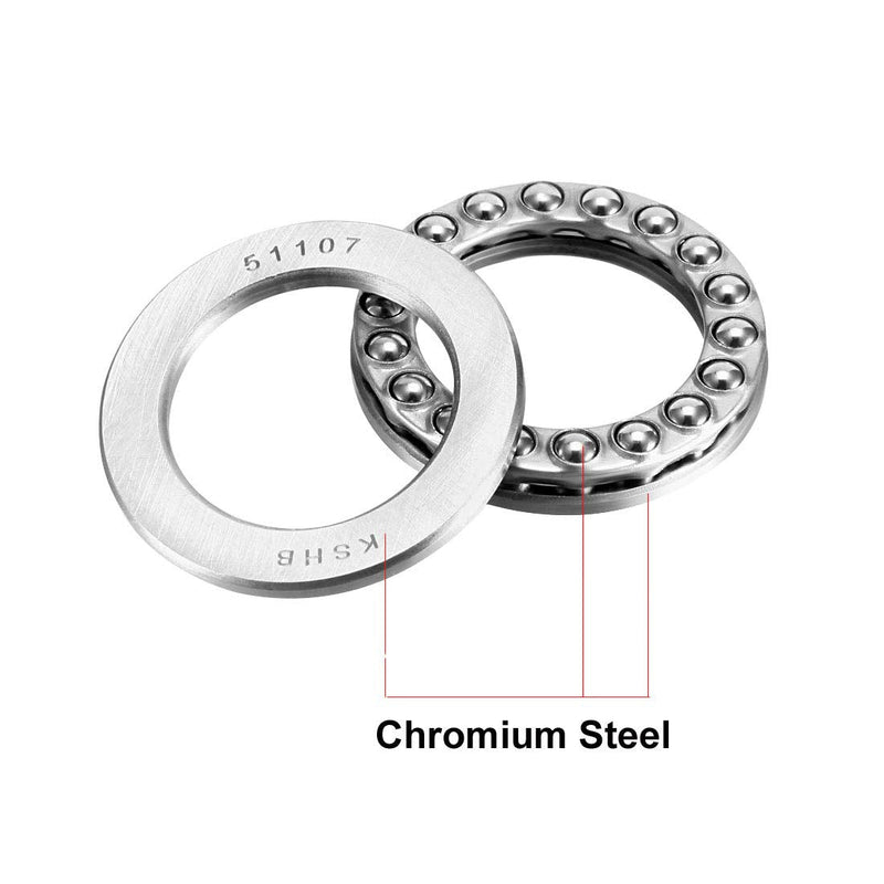 uxcell 51107 Thrust Ball Bearings 35mm x 52mm x 12mm Chrome Steel ABEC3 Single Row Roller 2pcs