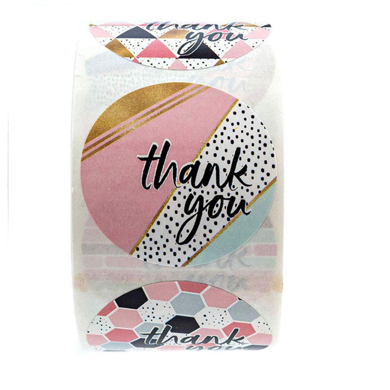 1" Thank You Stickers Labels Roll,8 Design 500 Labels Thank You Stamp for Shipping Bags (A) A