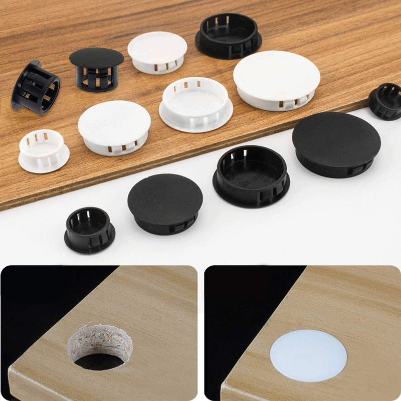 Suiwotin 60PCS 13mm (1/2") White Hole Plugs Plastic Flush Type Hole Plugs Snap in Locking Hole Tube, Furniture Fencing Post Pipe Insert End Caps (White) 13mm (1/2")