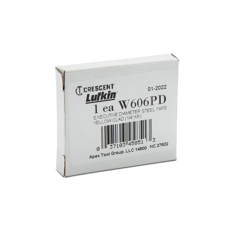 Crescent Lufkin 1/4" x 6' Executive® Diameter Yellow Clad A19 Blade Pocket Tape Measure - W606PD 6ft x 1/4in