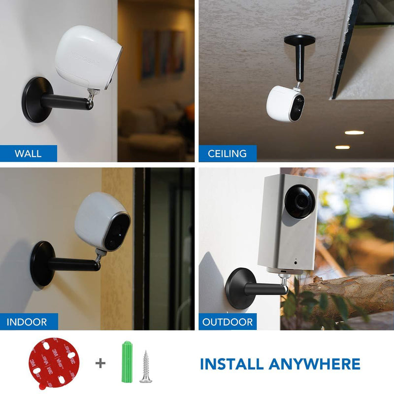Oculus Rift Sensor Mount, KIWI design Adjustable Aluminium Alloy Ceiling/Wall Mount for Oculus Sensor, Valve Index/Vive Base Station, Arlo and Other Camera Models with 1/4 Inch Thread (2 Pack, Black) 2 Black