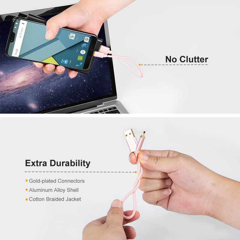 Short USB C Cable 0.8 FT CableCreation USB A to USB C Cable USB to C Cable Braided Fast Charging Cable 3A 480Mbps Data, Compatible with MacBook Air Chromebook Pixel Galaxy S21 S20 S10 25CM/Rose Gold 0.8FT Rose Gold 1