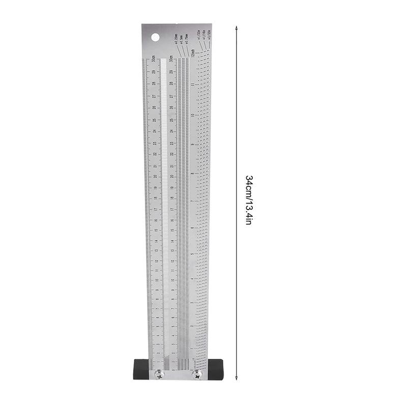 Ultra Precise Marking T-Rule Stainless Steel Marking Ruler Woodworking Scribing Gauge Carpenter Scribing Line Ruler with Mechanical Pencil(12in)