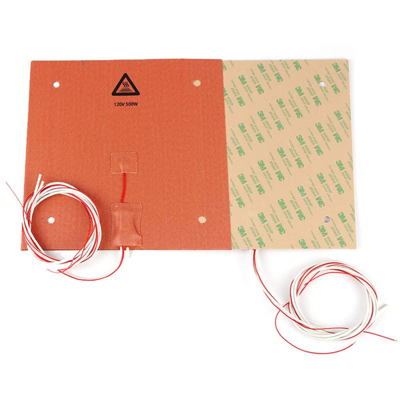 BCZAMD 235 X 235mm 120V 500W Silicone Rubber Heater Mat/Pad with NTC 100K Thermistor Strong Adhesive for 3D Printer Parts