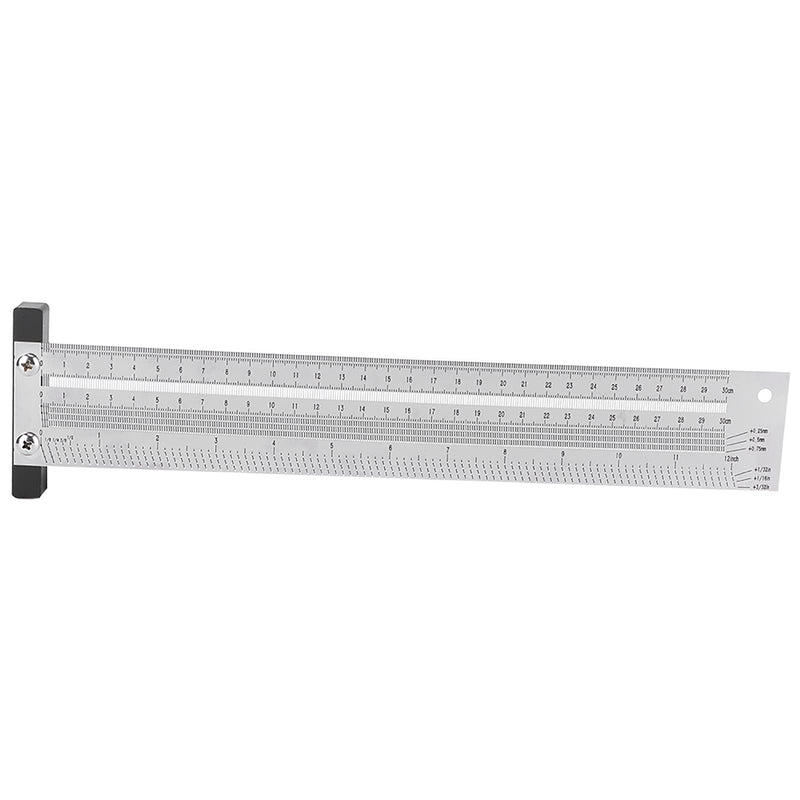 Ultra Precise Marking T-Rule Stainless Steel Marking Ruler Woodworking Scribing Gauge Carpenter Scribing Line Ruler with Mechanical Pencil(12in)
