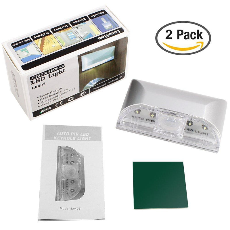 2 Pack Keyhole Light, SENHAI Infrared IR Wireless Door Lock Lamp, Auto Sensor Motion Detector, 4 LED Bulbs
