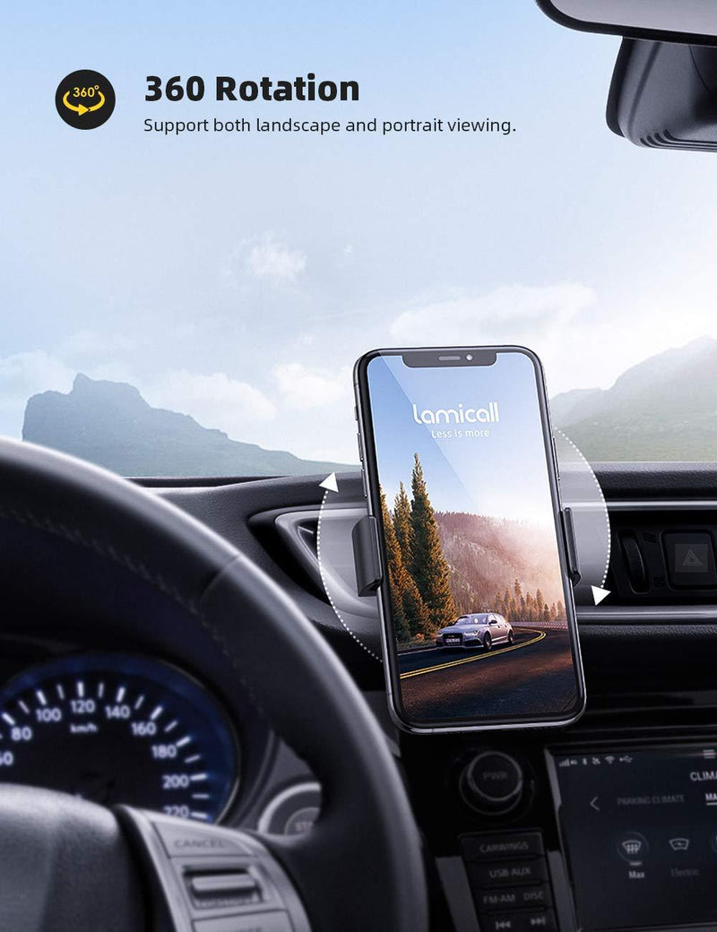 Lamicall Car Vent Phone Mount - Air Vent Clip Holder, Universal Stand Hands Free Cradle Compatible with Cell Phone 12 Mini 11 Pro Xs Xs Max Xr X 8 7 6 6s Plus SE and Other 4.7-6.5'' Smartphones Black