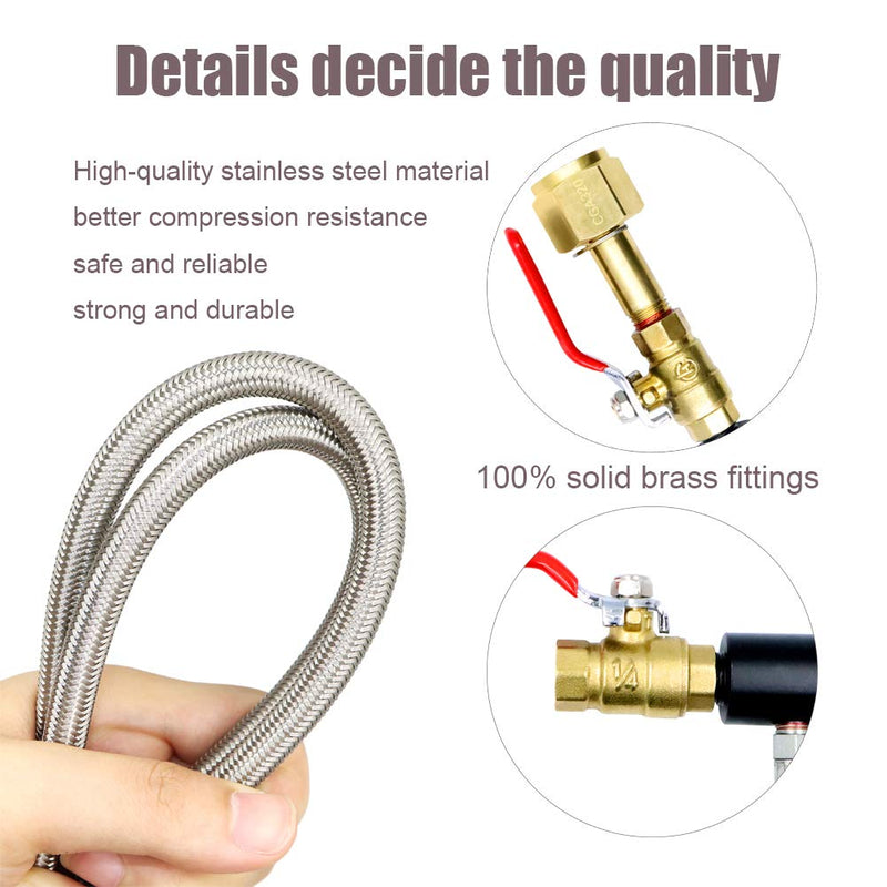 CGA320 G1/2 CO2 Cylinder Refill Adapter Hose, CO2 Refill Station Connector Kit for Filling Soda Maker Sodastream Tank(36inch Hose, Dual Valve With Gauge) (24 Inch) 24 Inch