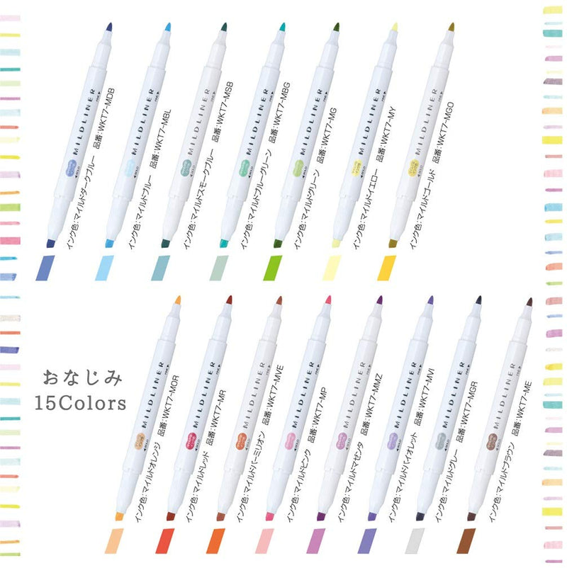 ZEBRA Highlighter Mildliner, 5 Bright Color Set (WKT7-5C-HC)