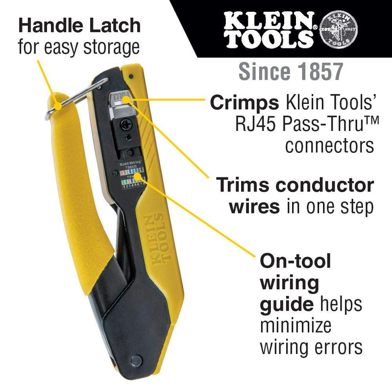 Klein Tools 80017 Data Cable Crimper and Modular Data Plug CAT6 50-Pack Tool Kit, Pass-Thru Installation Tool Kit, 2-Piece Crimper + 50 RJ45 Plugs