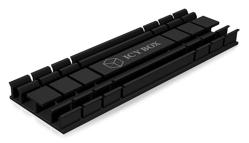 ICY BOX Flat M.2 cooler with 5 mm height for M.2 SSD (2280), PS5 compatible, aluminum, 2x silicone thermal pad, self-adhesive, passive, IB-M2HS-701 2280 without fan (flat)